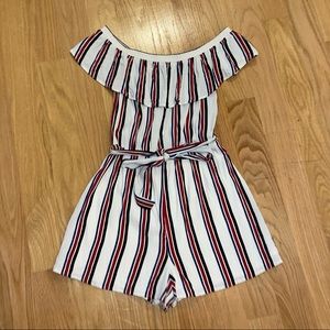 Express red white blue romper